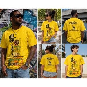Miskeen Originals 3XL Yellow Graffiti Art T Shirt Streetwear Hip Hop Urban VTG